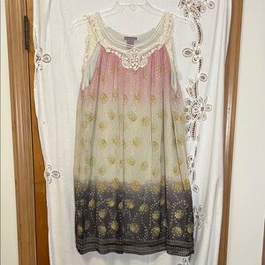 feminine boho lace sleeveless pink, cream, black slip on fairycore midi dress